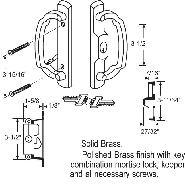 Handles Patio Doors 13296PBKA Patio Door Repair Parts