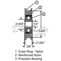 Tandem Nylon Precision Bearing Patio Door  Roller 900-22693-NPB 2