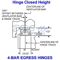 16-1/8&quot; Egress/Washability 4-Bar Hinge 224ss Series 28-16.2-02 3