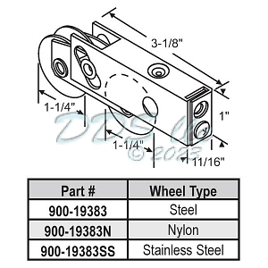 Tandem Patio Door Roller 900-19383N 2