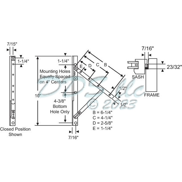 10 inch Truth RH Awning Hinge 28-10-14RH 2