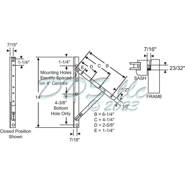 14 inch RH Hinge Assembly 28-14-14RH 1