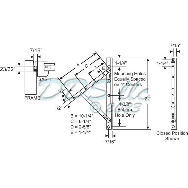 22 inch LH Awning Hinge 28-22-14LH 1