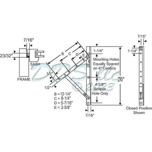 26 inch  LH Awning Hinge Assembly 28-26-14LH 1