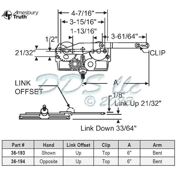 Sill Mounted Casement Operator 36-193 1