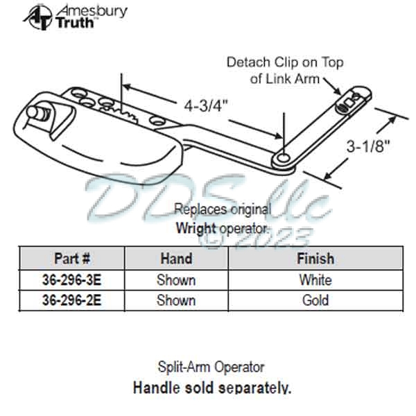 Sill Mounted Casement Operators 36-296-87E 1