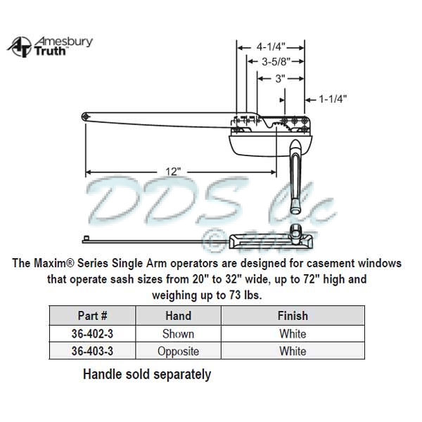 Sill Mounted Casement Operator 36-403-3 1