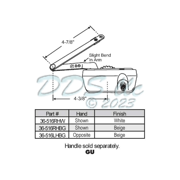GU Sill Mounted Casement Operators 36-516RHBGM 1