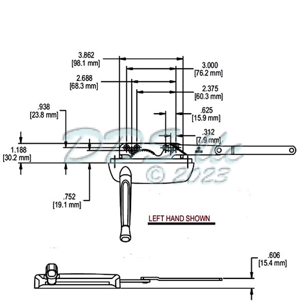Rear Mount Casement Operator 36-530-3 1