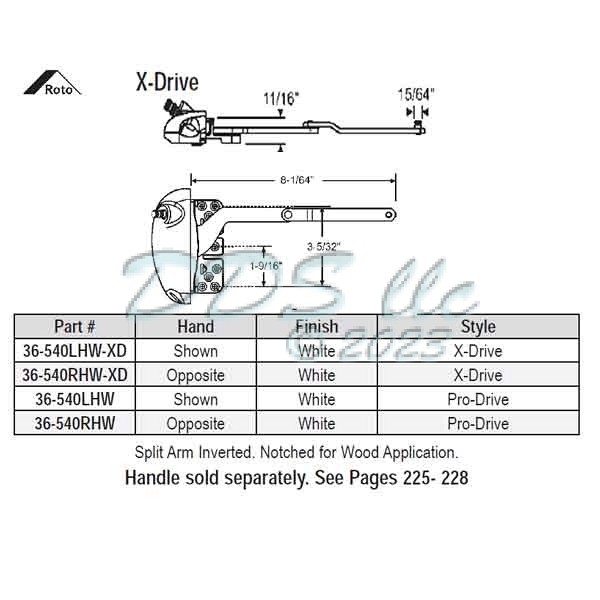 Sill Mounted Casement Operator 36-540LHW-XD 1