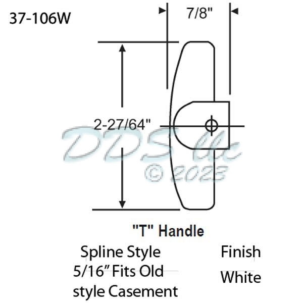 T Crank Handle White 37-106W 1