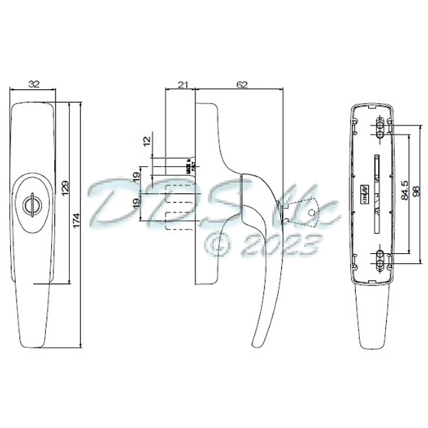 Tilt and Turn Handle Keyed 40-1000K 1