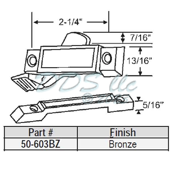 Sweep and Sash Lock Bronze 50-603BZ 1