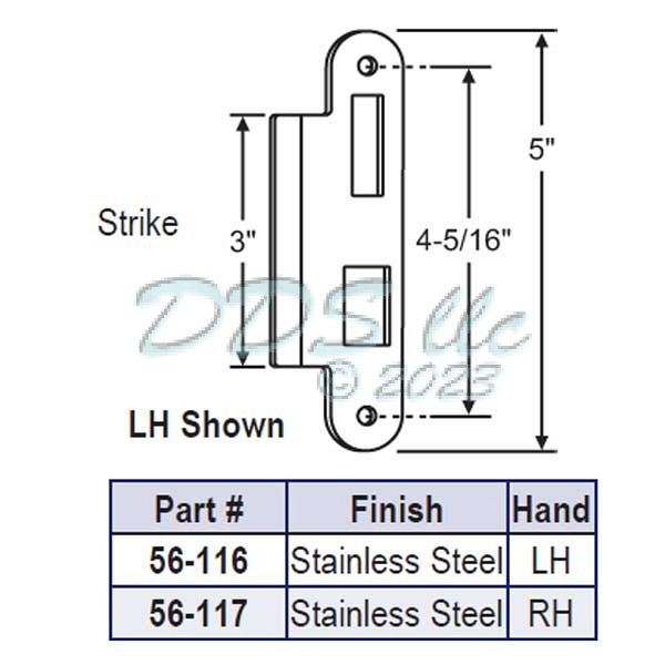 LH Latch-Deadbolt Strike 56-116 1