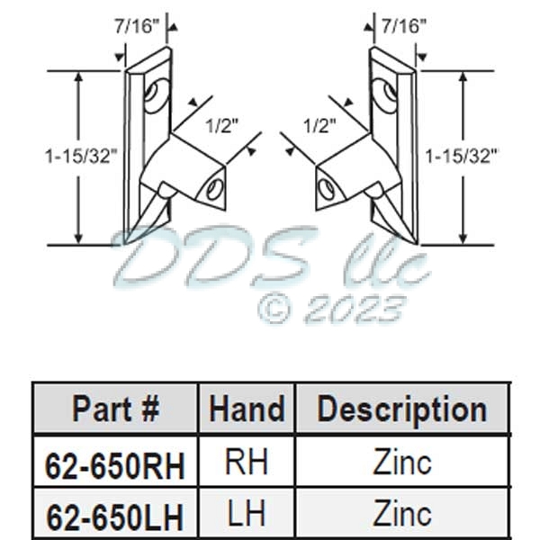 Window Cam Pivot Left Hand 62-650LH 1