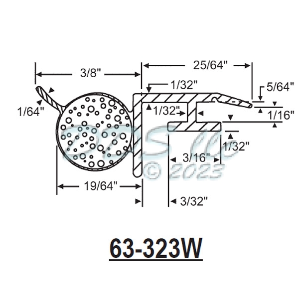 Vinyl Weatherstrip 63-323w 1