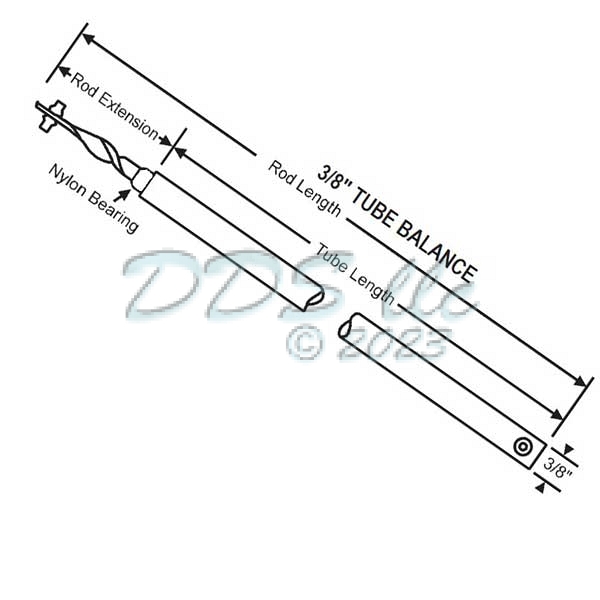 17 Inch tube length balance extended rod. Rod length 18 5-8 inches. White Bearin 1