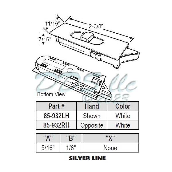 Snap-in Tilt Latch 85-932RH 1