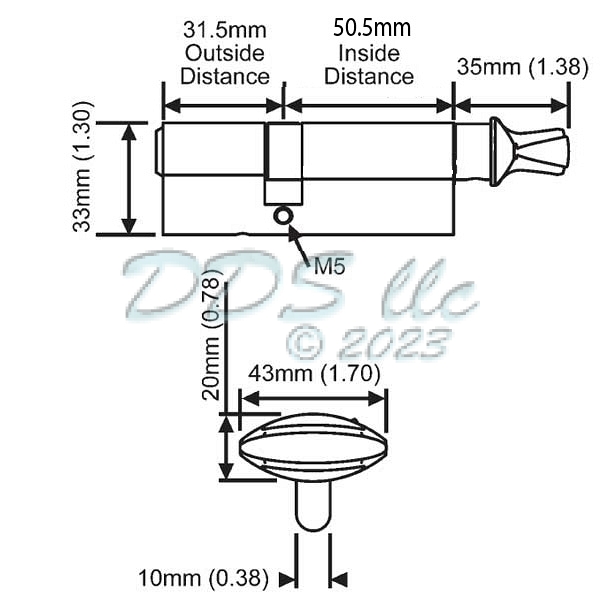 Hoppe 90 degree Key Cylinder 11707768 1