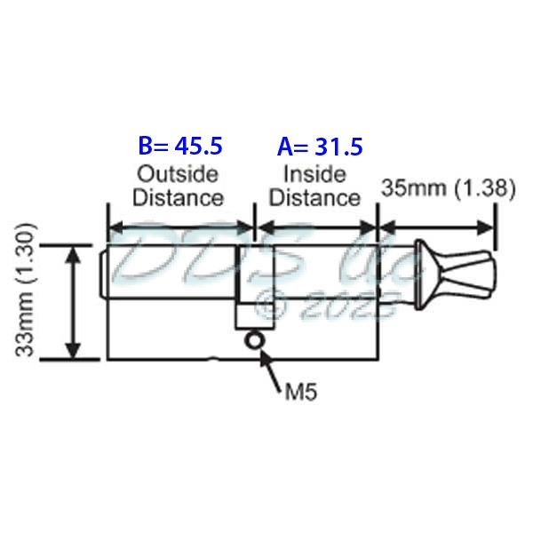 Hoppe 90 degree Key Cylinder 3833833 1