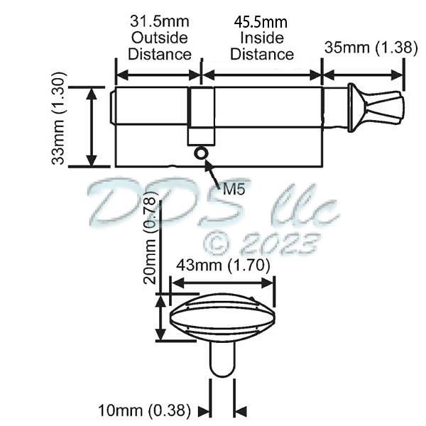 Hoppe 90 degree Key Cylinder 3833841 1