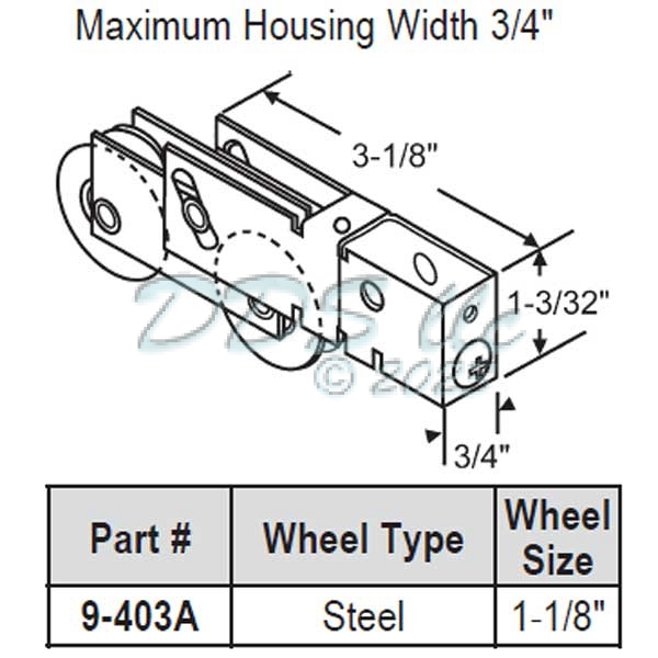 Tandem Patio Door Roller 9-403a 2