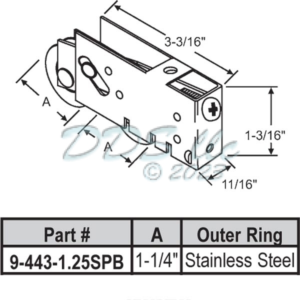 Tandem Patio Door Roller 9-443-1.25SPB 1