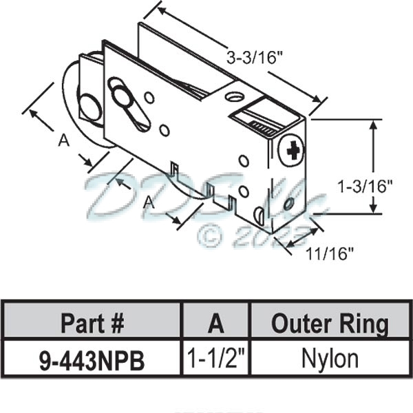 Tandem Patio Door Roller 9-443NPB 1