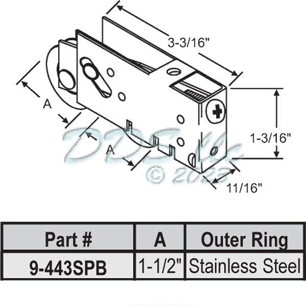 Tandem Patio Door Roller 9-443SPB 1