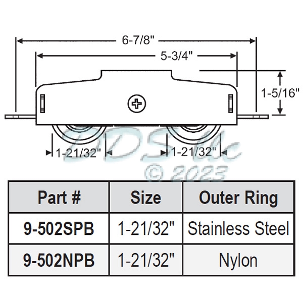 Tandem Patio Door Roller 9-502spb 1