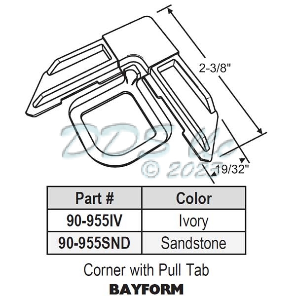 Outside Screen Corner 90-955snd 1