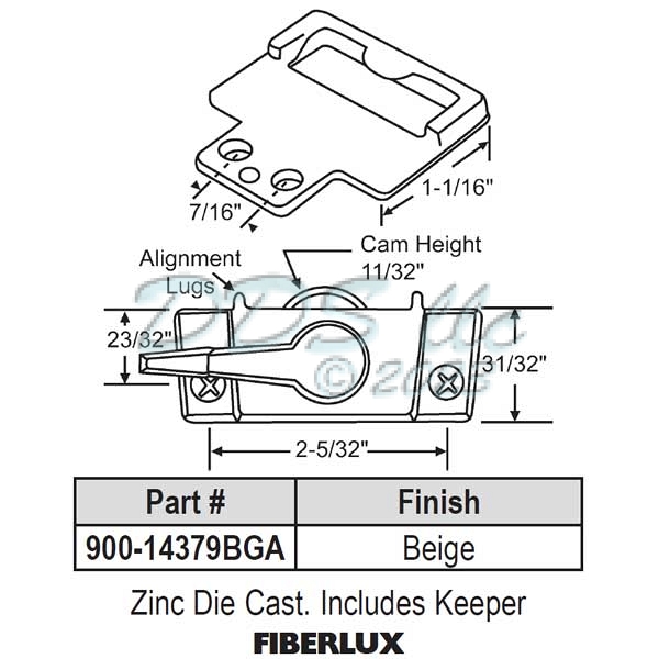 Sweep and Sash lock 900-14379bga 1