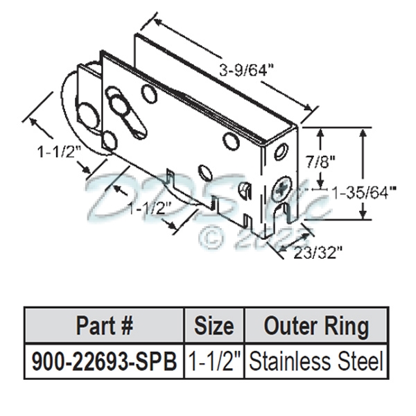 Tandem Patio Door Roller 900-22693-SPB 1