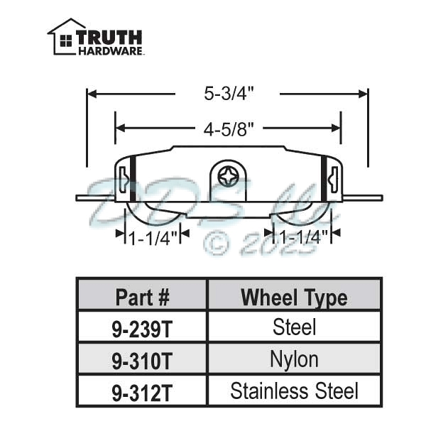 Truth Tandem Patio Door Roller 9-239T 1