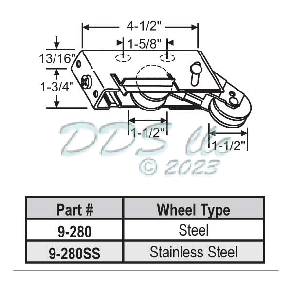 Tandem Patio Door Roller 9-280ss 1