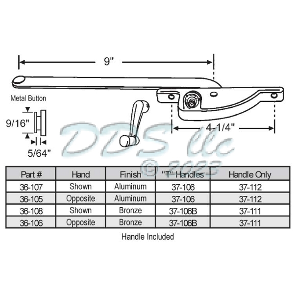 Face Mount Casement Operator 36-107 1