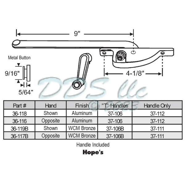 Face Mount Casement Operator 36-116 1