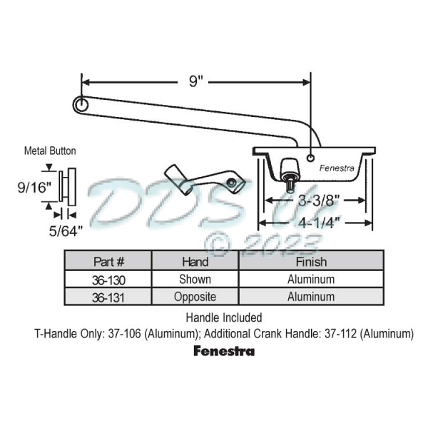 Face Mount Casement Operator 36-131 1