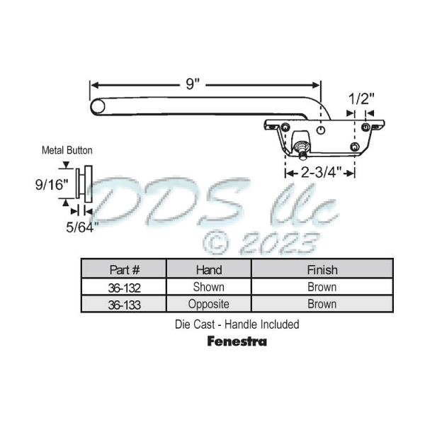 Face Mount Casement Operator 36-133AL 1