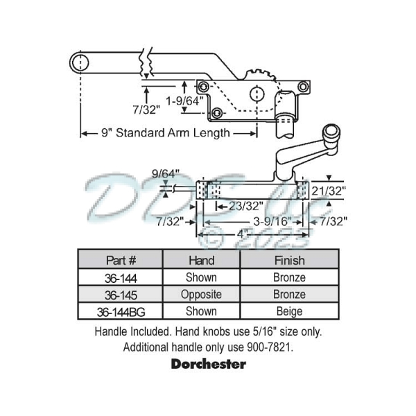 Sill Mounted Casement Operator 36-144 1