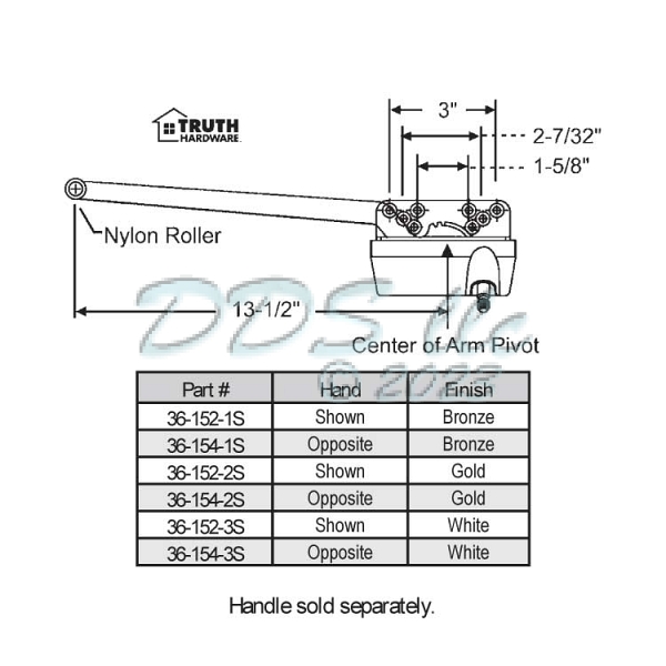 Sill Mounted Casement Operator 36-152-75S 1