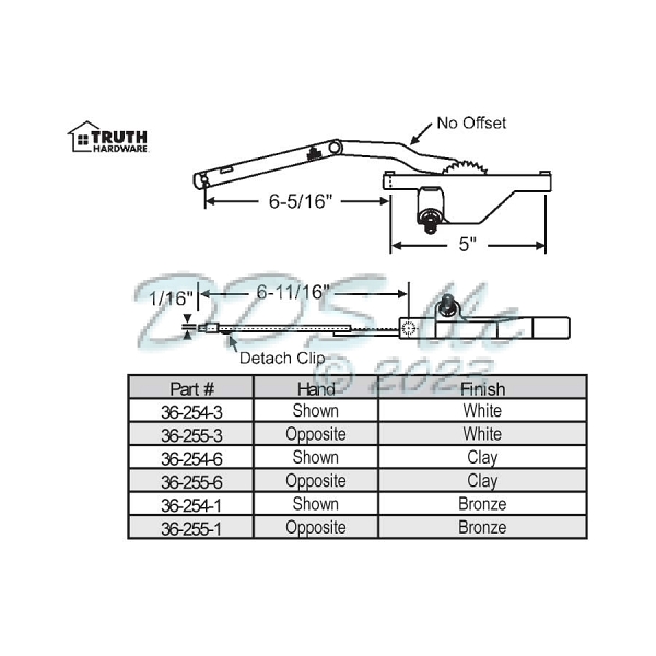 Rear Mount Casement Operator 36-254-1 2