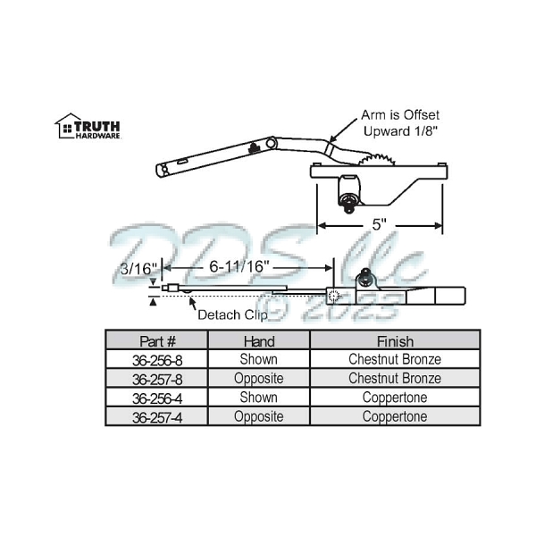 Rear Mount Casement Operator 36-257-8 1