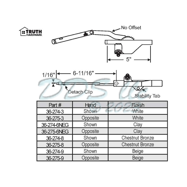 Rear Mount Casement Operator 36-274-6NEG 1