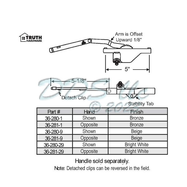 Rear Mount Casement Operator 36-281-29 1