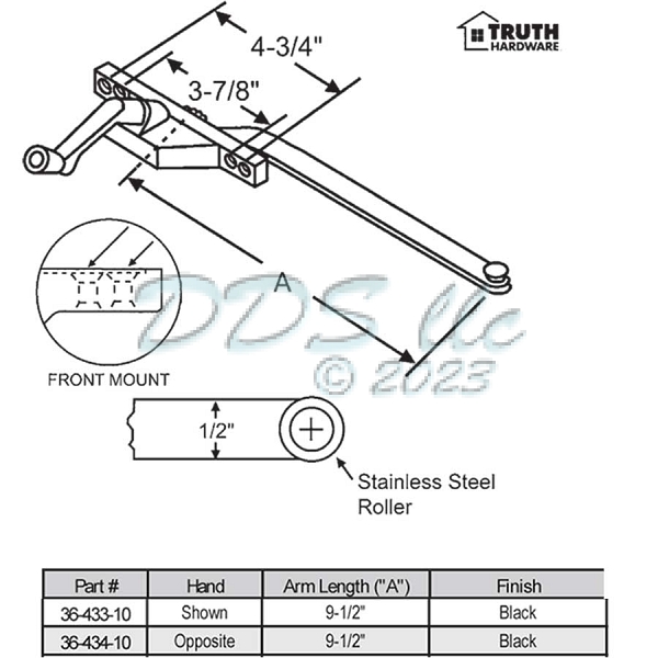 Face Mount Casement Operator 36-434-10 1