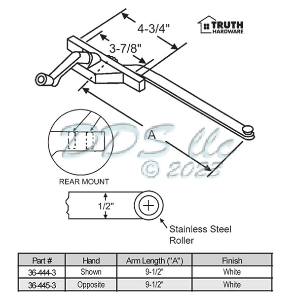 Rear Mount Casement Operator 36-444-3 1