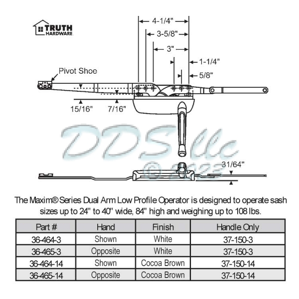 Sill Mounted Casement Operator 36-465-3 1