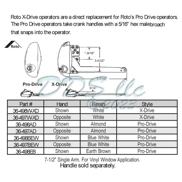 Sill Mounted Casement Operator 36-497BEW 1