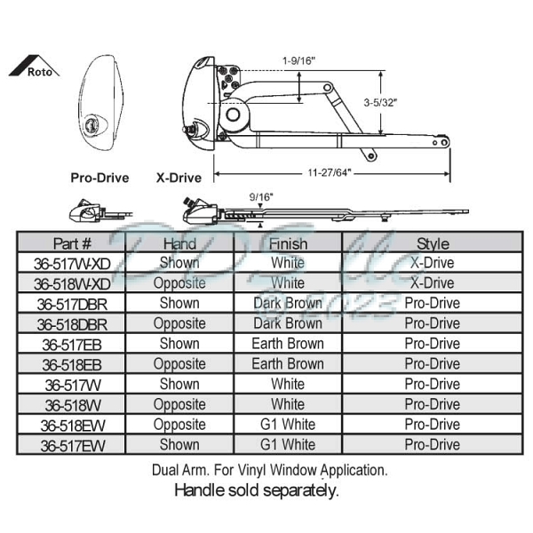 Sill Mounted Casement Operator 36-518EB 1